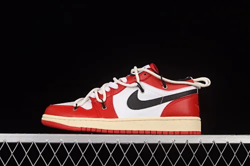 All categories Air Jordan Jordan series basketball shoes Air Jordan 1 Low Air Jordan 1 Low AJ1 Joe 1 customized version white and red Chicago deconstruction sports culture basketball shoes 553560-118